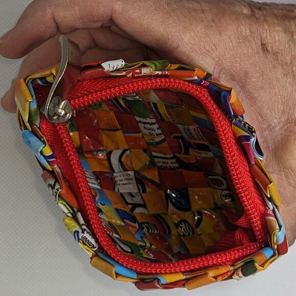 Candy Wrap Coin Purse Weave Bag Nestle Wrapper Coin Bag With Zipper 4" X 3" - Picture 4 of 4